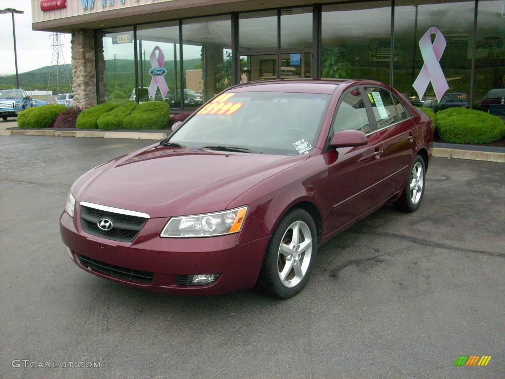 2008 Sonata SE V6 - Dark Cherry Red / Black photo #1