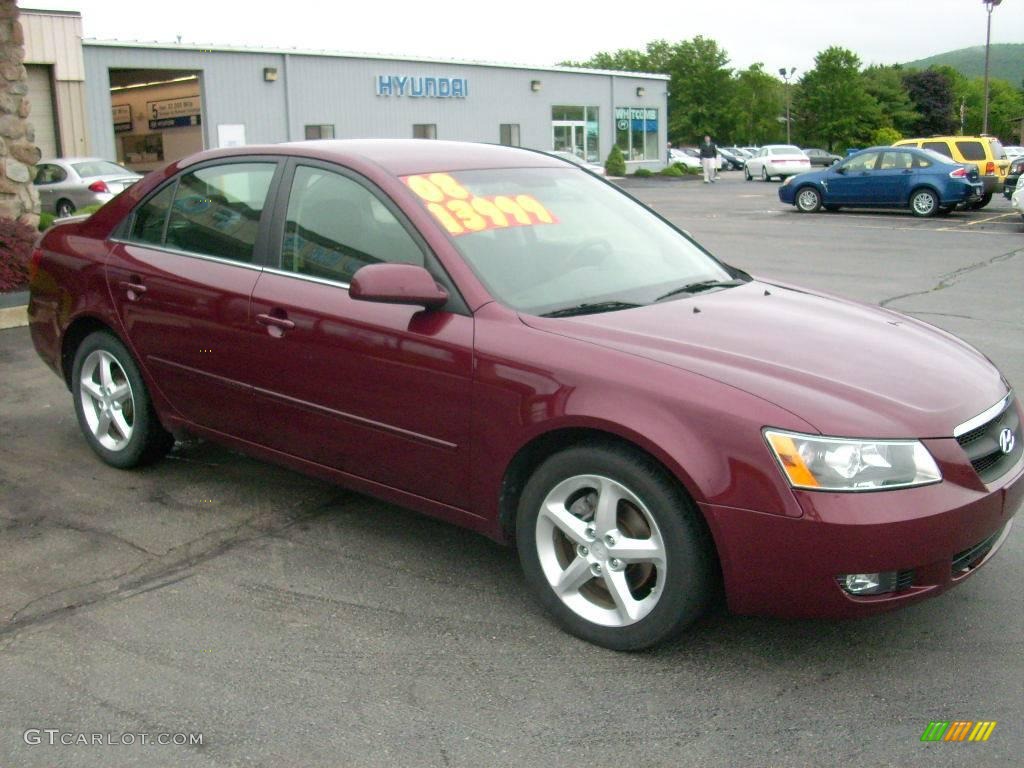 2008 Sonata SE V6 - Dark Cherry Red / Black photo #4
