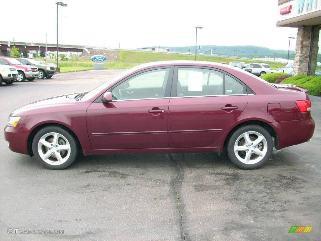 2008 Sonata SE V6 - Dark Cherry Red / Black photo #11