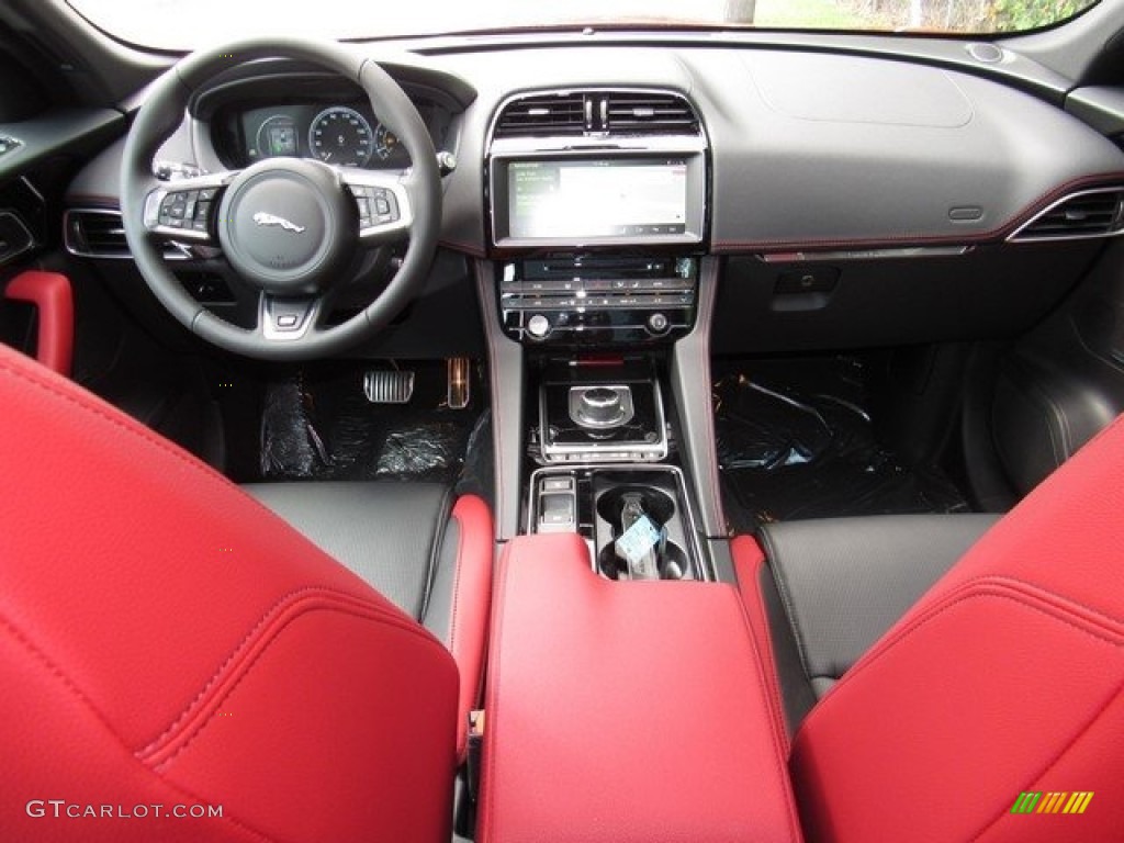 2018 Jaguar F-PACE S AWD Ebony/Pimento Dashboard Photo #120867554
