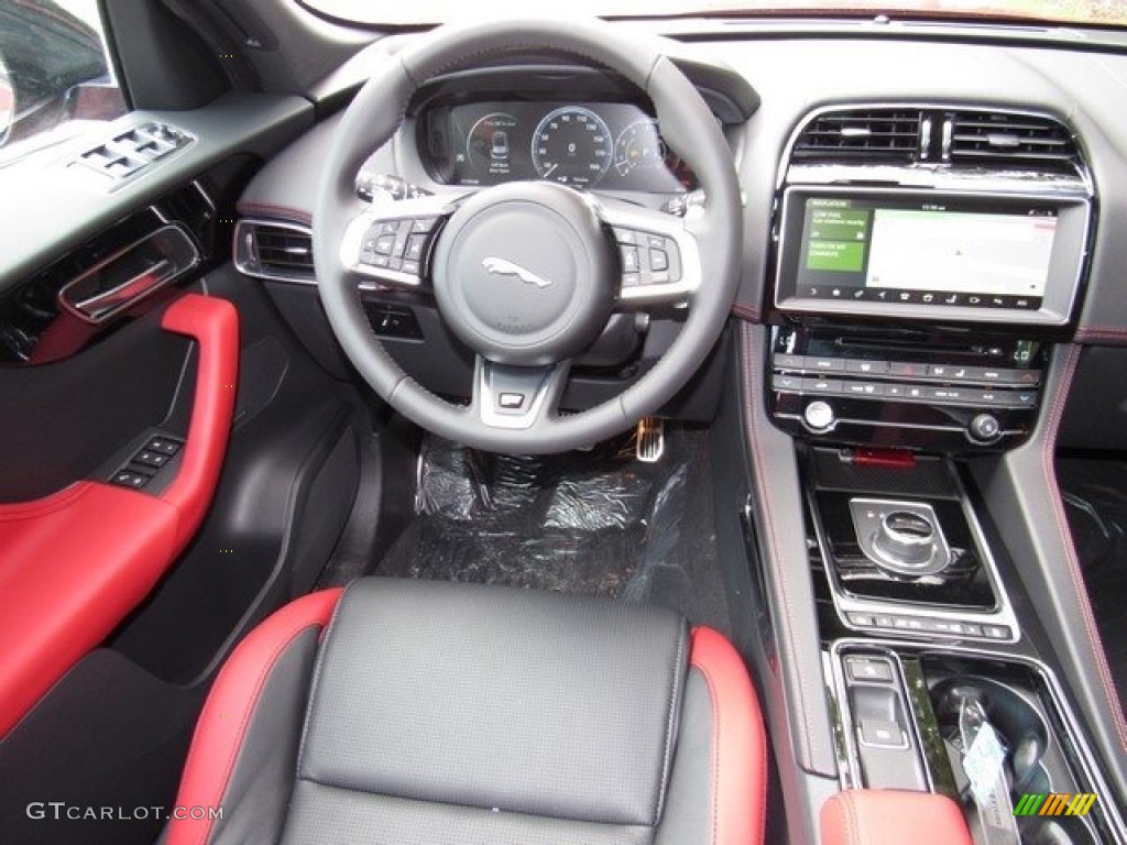 2018 Jaguar F-PACE S AWD Ebony/Pimento Dashboard Photo #120867689
