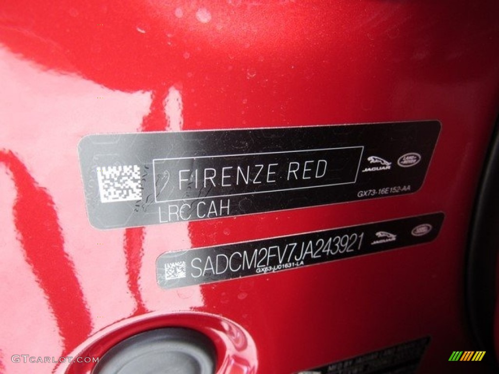 2018 F-PACE Color Code CAH for Firenze Red Metallic Photo #120867815
