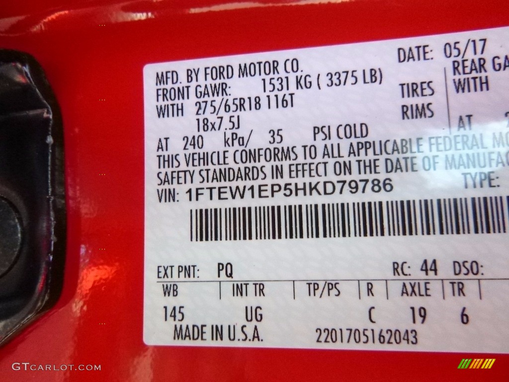 2017 F150 XLT SuperCrew 4x4 - Race Red / Earth Gray photo #14