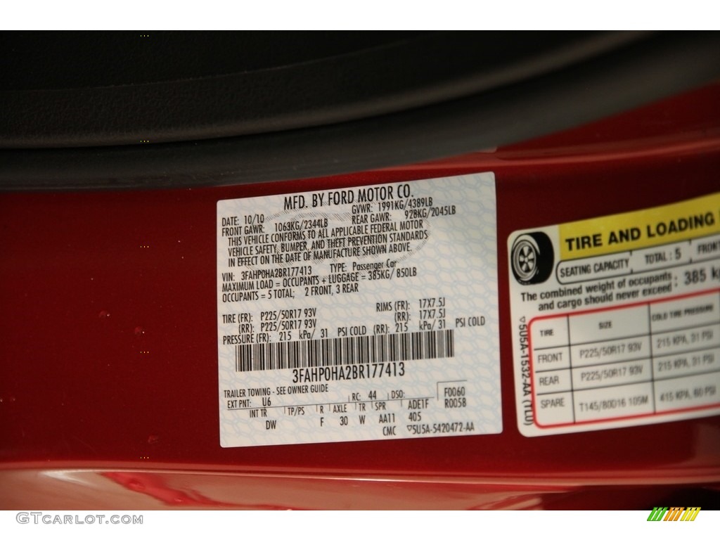 2011 Fusion SE - Red Candy Metallic / Charcoal Black photo #15