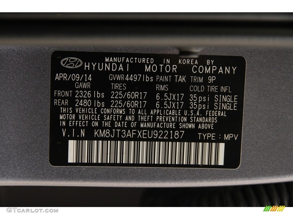 2014 Tucson GLS - Shadow Gray / Black photo #18