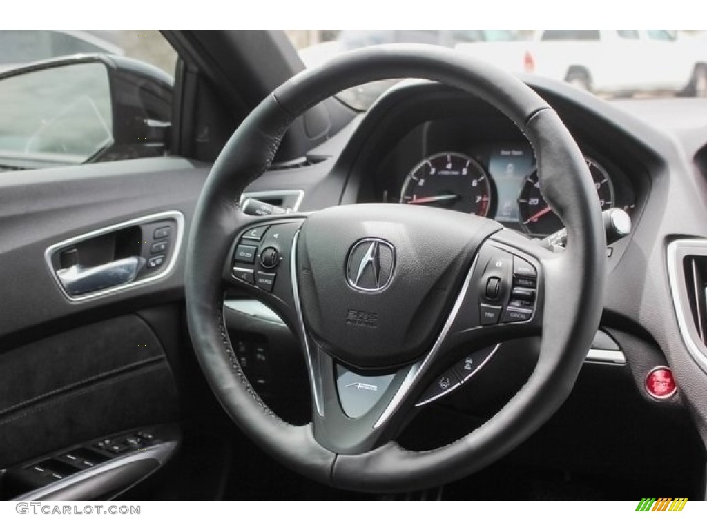 2018 Acura TLX V6 SH-AWD A-Spec Sedan Ebony Steering Wheel Photo #120882548