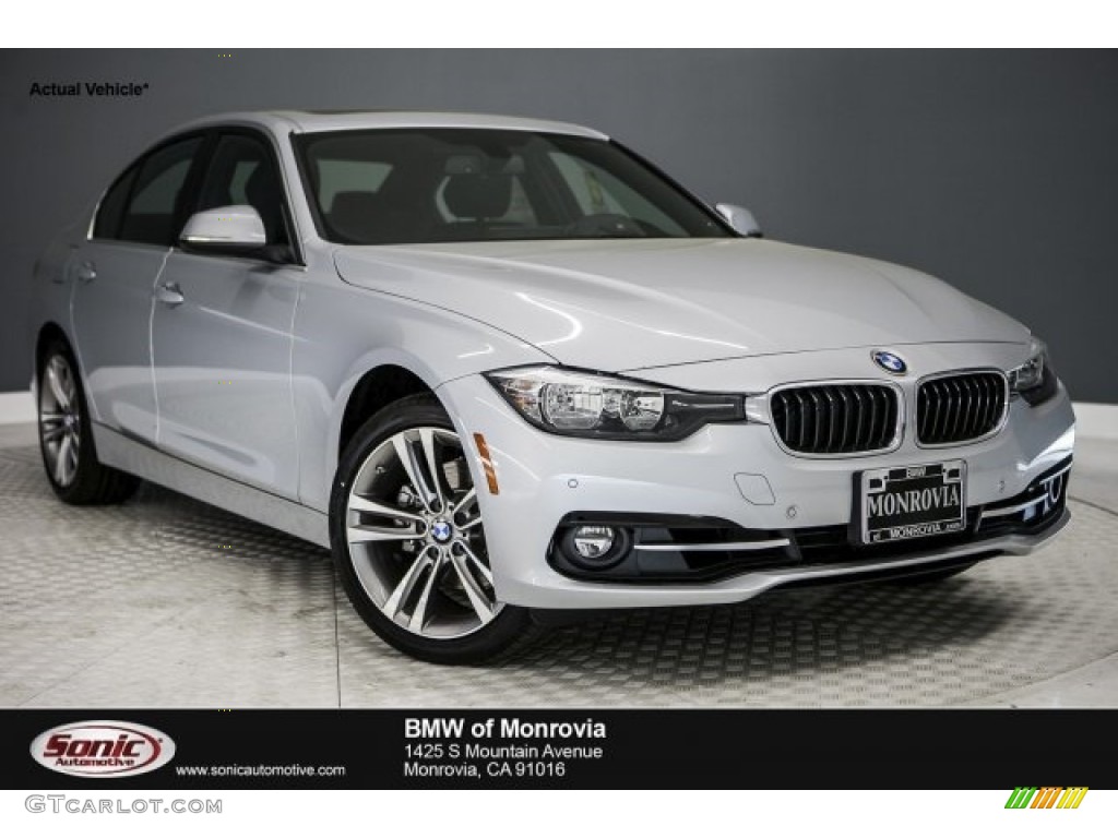 2017 3 Series 330i Sedan - Glacier Silver Metallic / Black photo #1