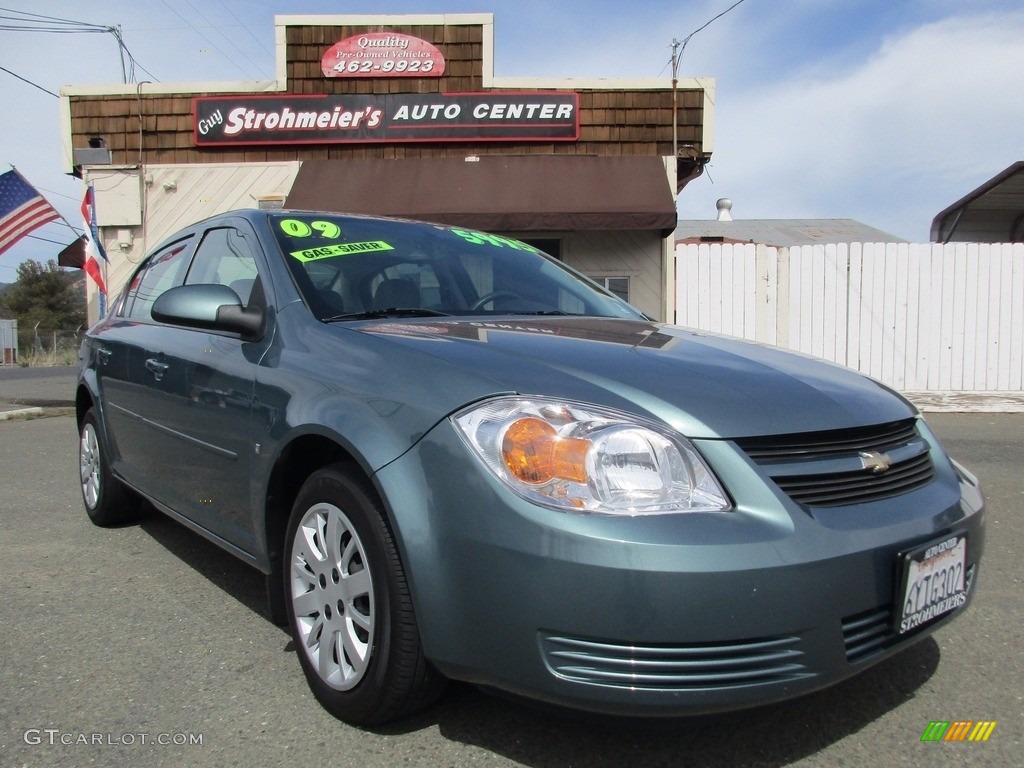 2009 Cobalt LT Sedan - Silver Moss Metallic / Gray photo #1