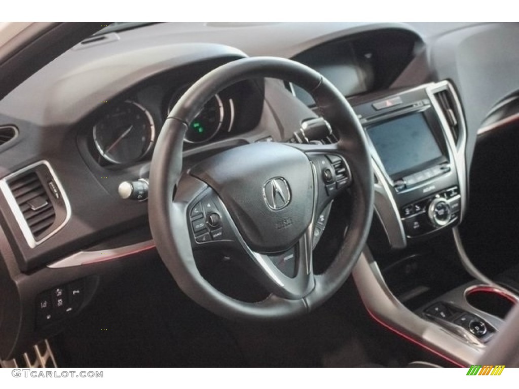 2018 Acura TLX V6 SH-AWD A-Spec Sedan Ebony Steering Wheel Photo #120903077