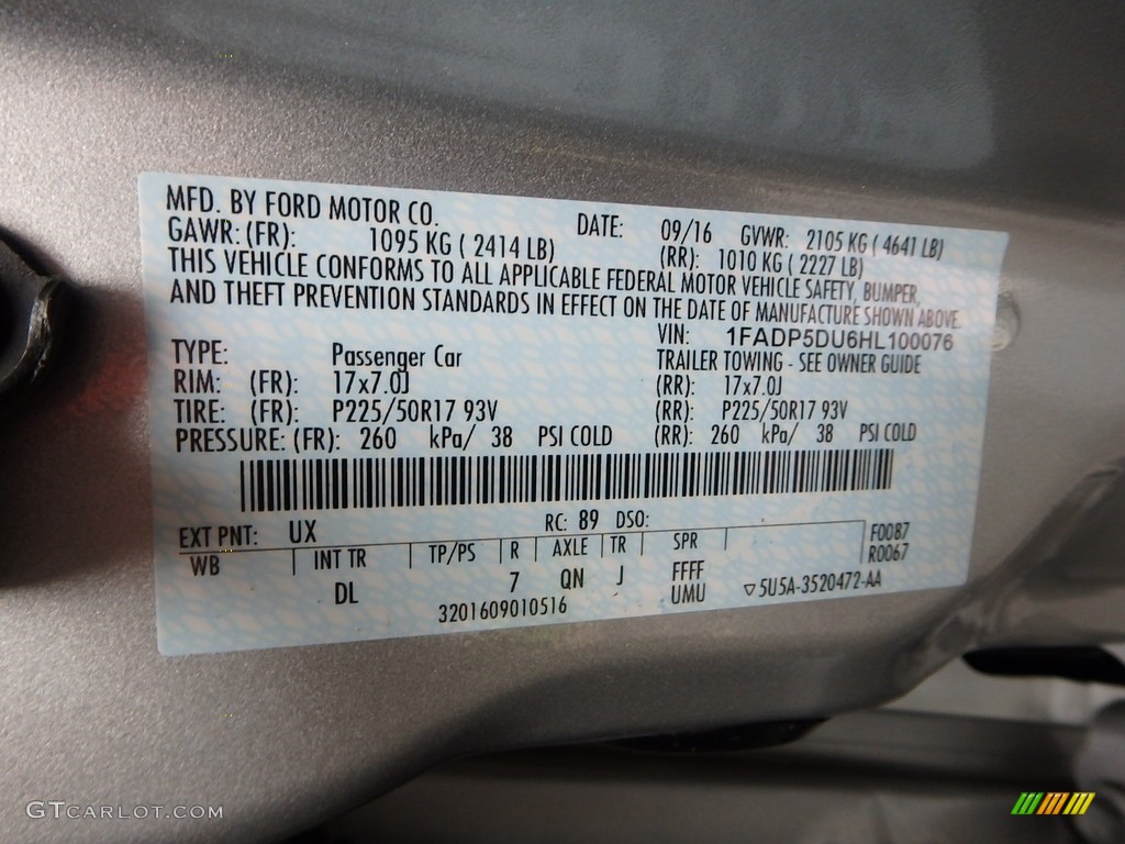 2017 Ford C-Max Hybrid Titanium Color Code Photos