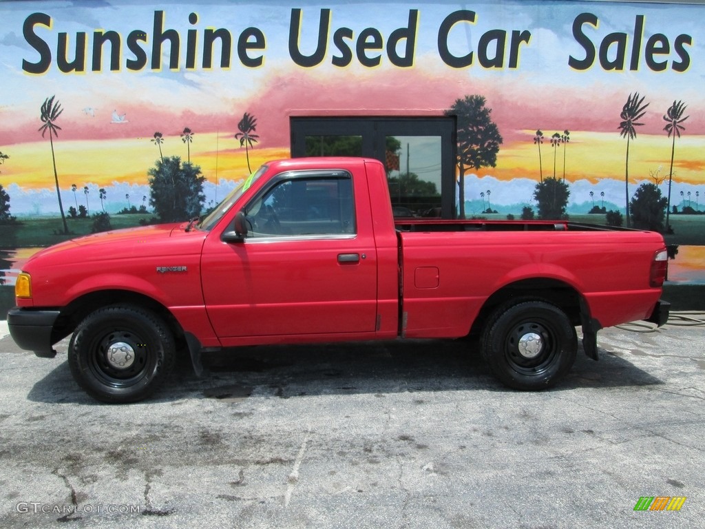 2002 Ranger XL Regular Cab - Bright Red / Medium Prairie Tan photo #2