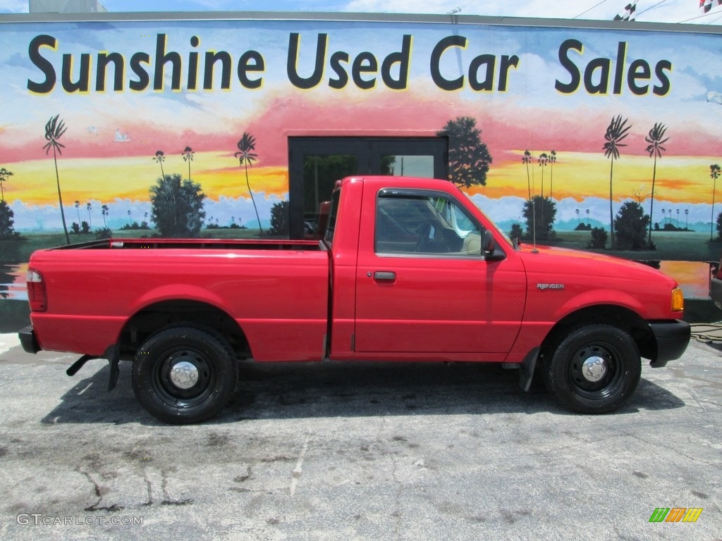 2002 Ranger XL Regular Cab - Bright Red / Medium Prairie Tan photo #3