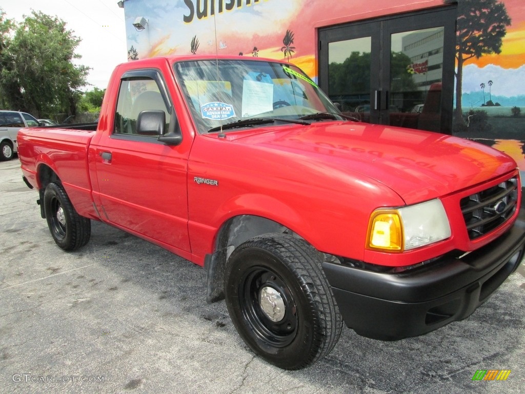 2002 Ranger XL Regular Cab - Bright Red / Medium Prairie Tan photo #4