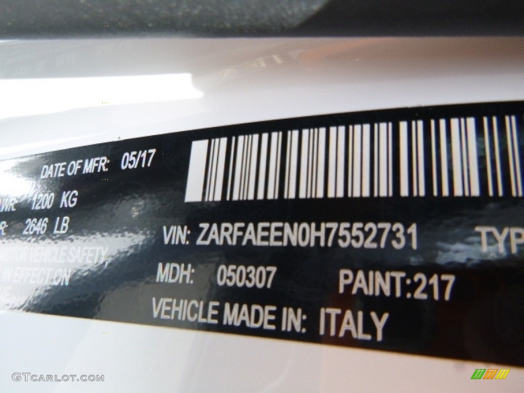 2017 Alfa Romeo Giulia Ti AWD Parts Photos