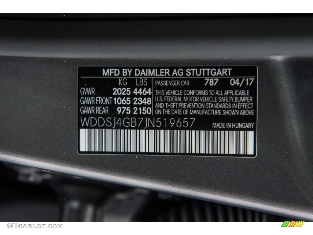 2018 CLA Color Code 787 for Mountain Grey Metallic Photo #120939649