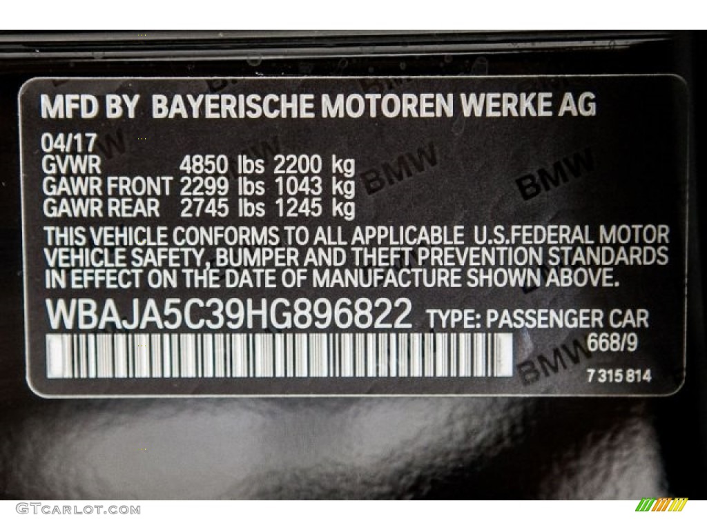 2017 5 Series 530i Sedan - Jet Black / Canberra Beige photo #11