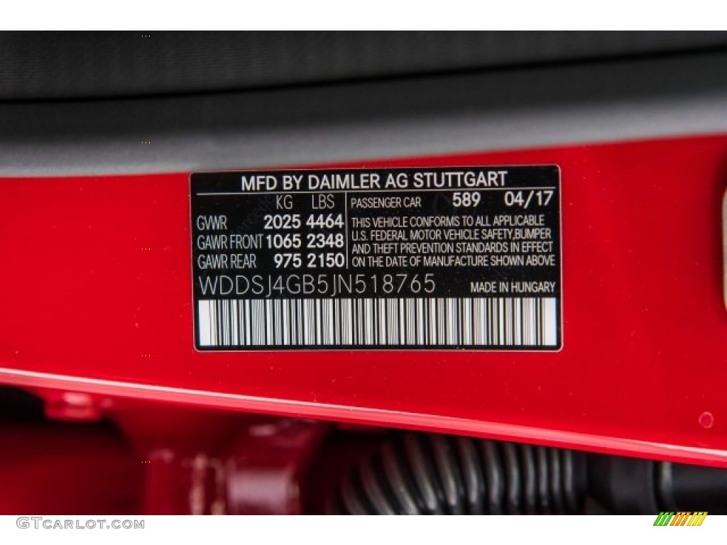 2018 CLA Color Code 589 for Jupiter Red Photo #120967383