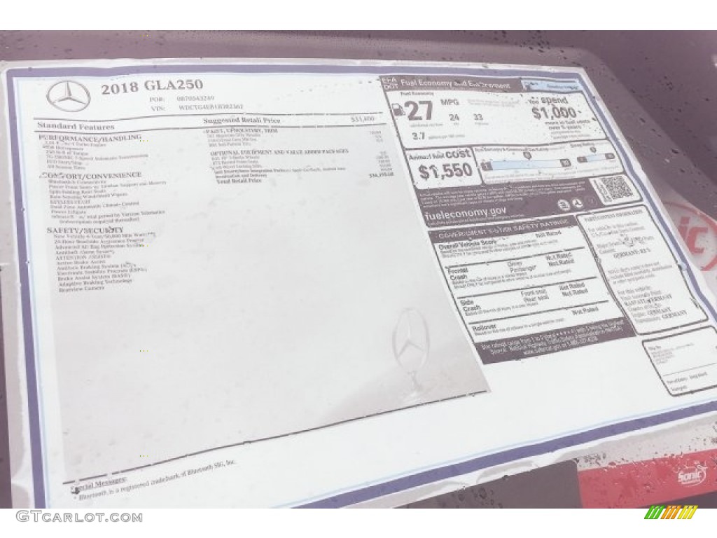 2018 Mercedes-Benz GLA 250 Window Sticker Photo #120967716