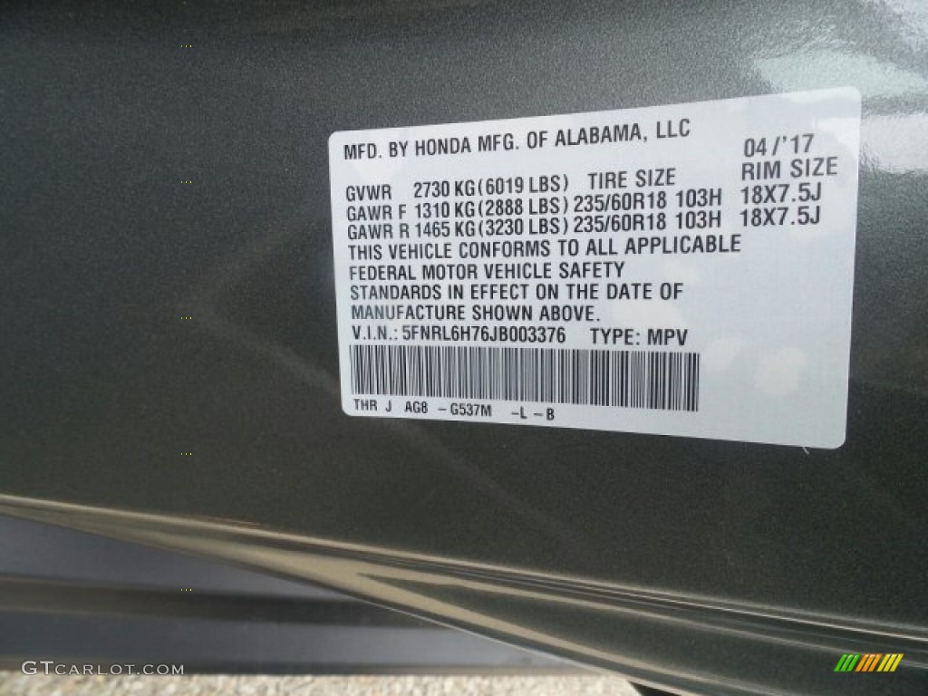 2018 Odyssey Color Code G537M for Forest Mist Metallic Photo #120972055