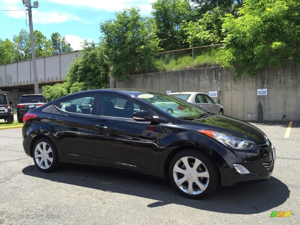 2012 Elantra Limited - Midnight Black / Black photo #3