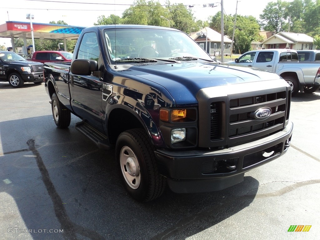 2008 F250 Super Duty XL Regular Cab 4x4 - Dark Blue Pearl Metallic / Medium Stone photo #5