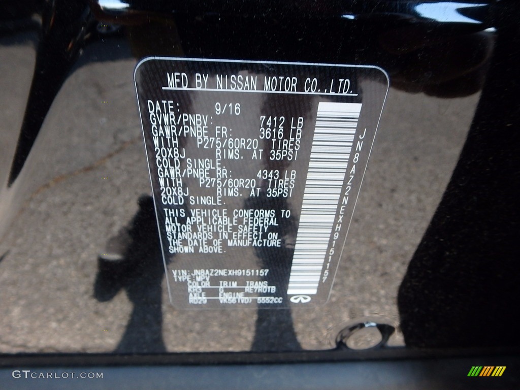 2017 QX80 Color Code KH3 for Black Obsidian Photo #120996627