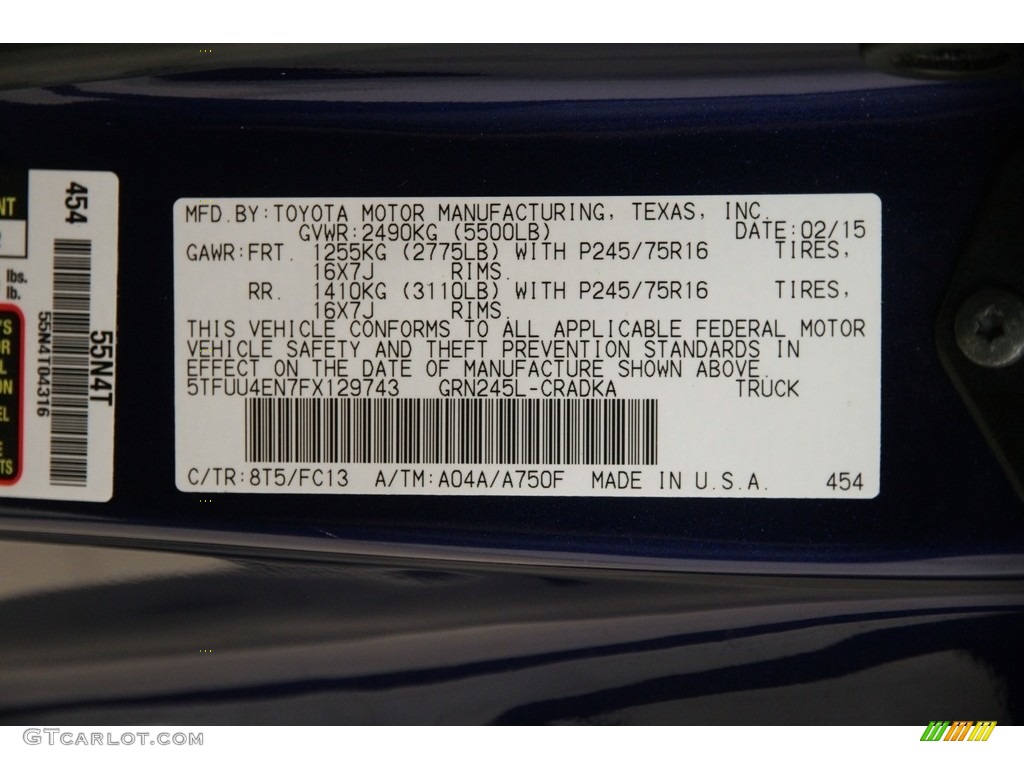 2015 Tacoma V6 Access Cab 4x4 - Blue Ribbon Metallic / Graphite photo #25