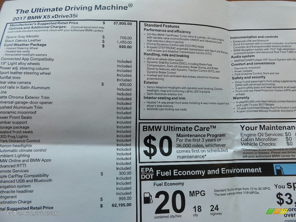2017 X5 xDrive35i - Space Gray Metallic / Black photo #6