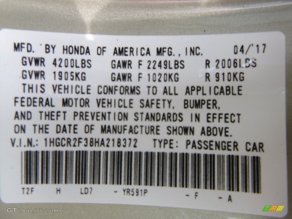2017 Accord LX Sedan - Champagne Frost Pearl / Ivory photo #10