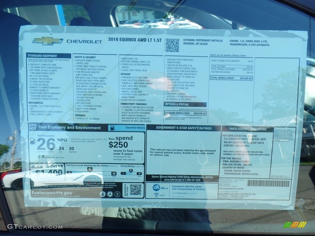 2018 Equinox LT AWD - Pepperdust Metallic / Jet Black photo #52