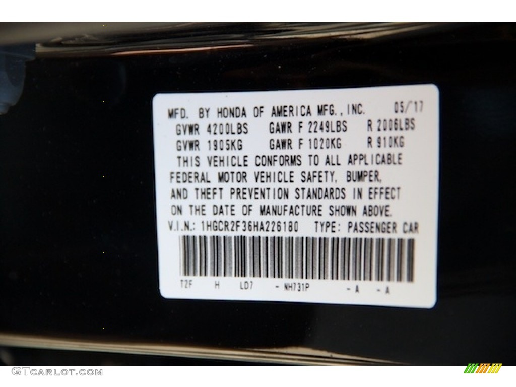 2017 Accord LX Sedan - Crystal Black Pearl / Black photo #16