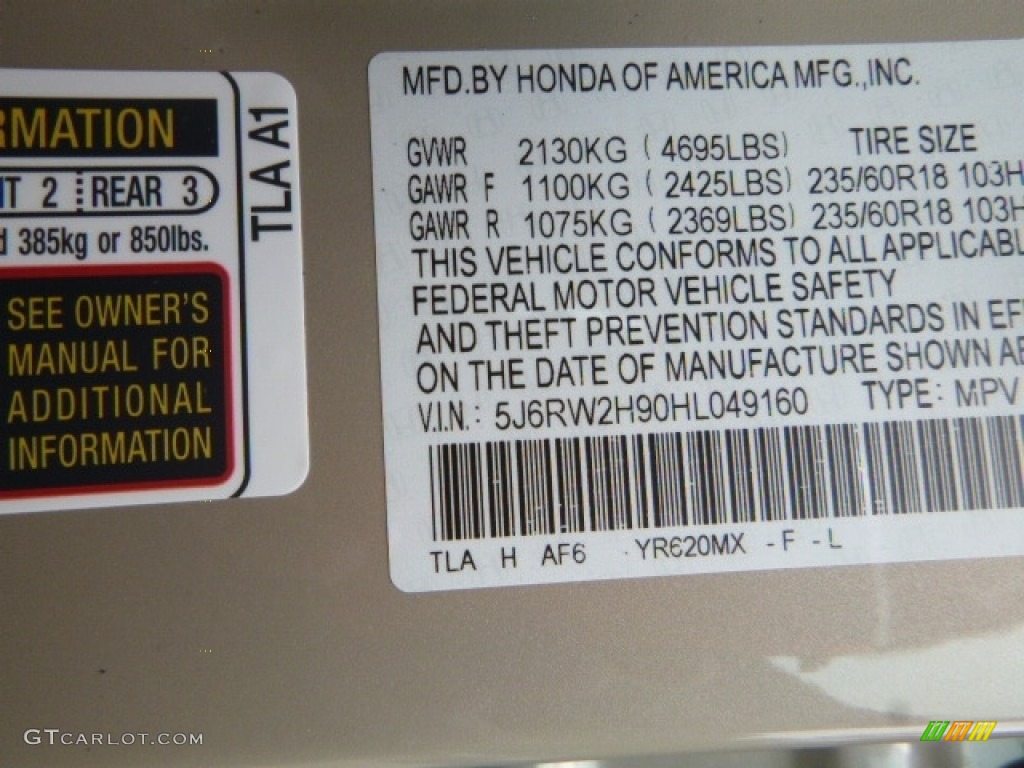 2017 CR-V Touring AWD - Sandstorm Metallic / Ivory photo #14