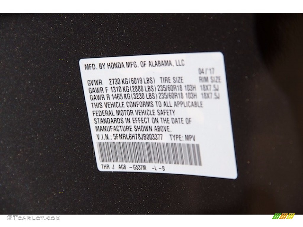 2018 Honda Odyssey EX-L G537M Photo #121088042