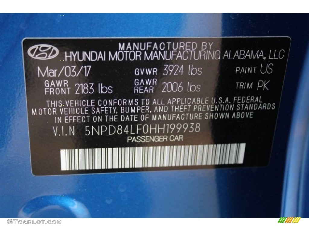 2017 Elantra SE - Electric Blue / Gray photo #23