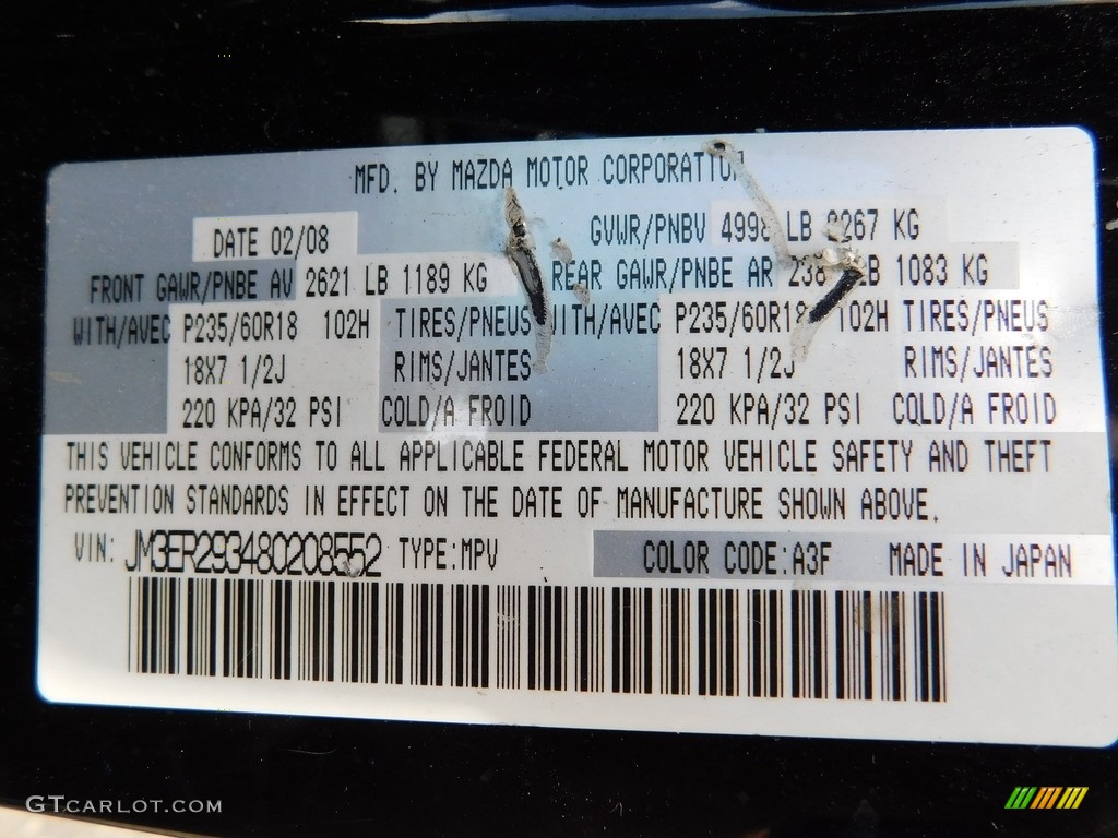 2008 CX-7 Sport - Brilliant Black / Black photo #11