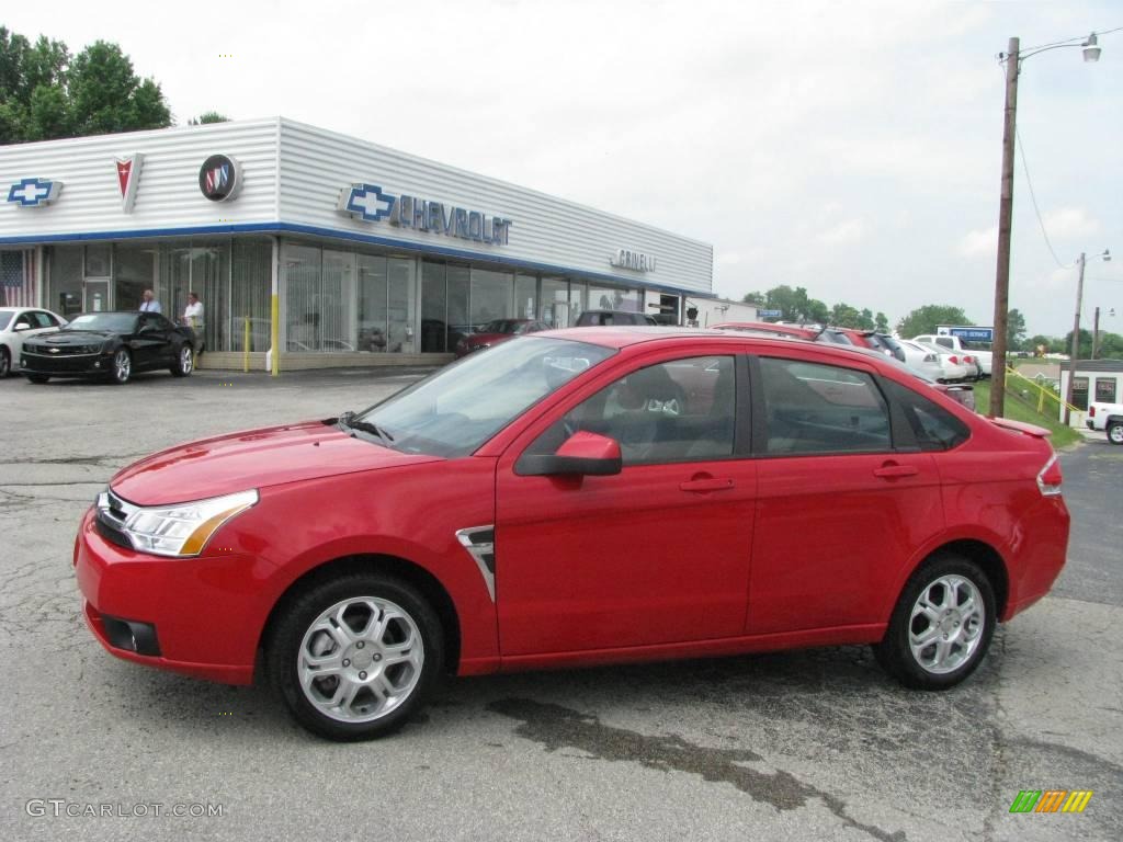 2008 Focus SES Sedan - Vermillion Red / Charcoal Black photo #1