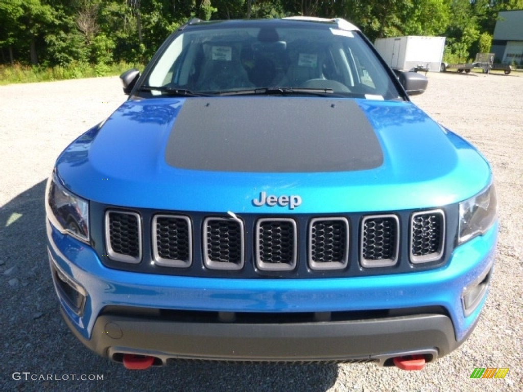 2017 Compass Trailhawk 4x4 - Laser Blue Pearl / Black/Ruby Red photo #6