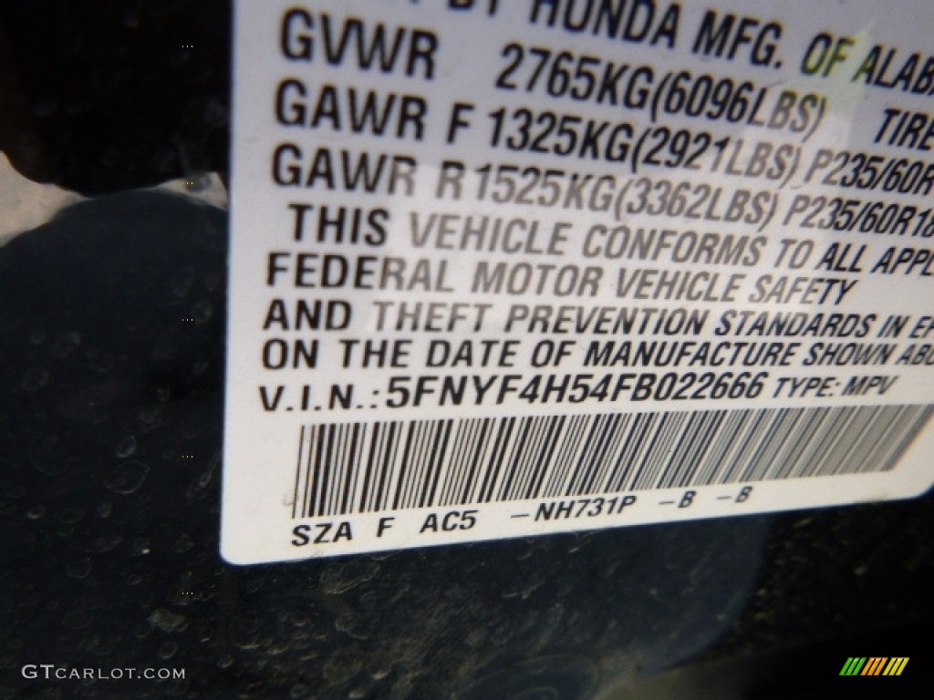 2015 Pilot EX-L 4WD - Crystal Black Pearl / Beige photo #15