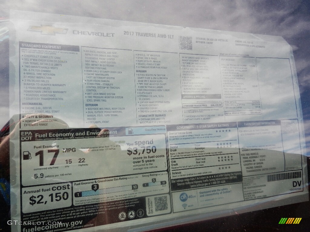 2017 Traverse LT AWD - Silver Ice Metallic / Ebony photo #6