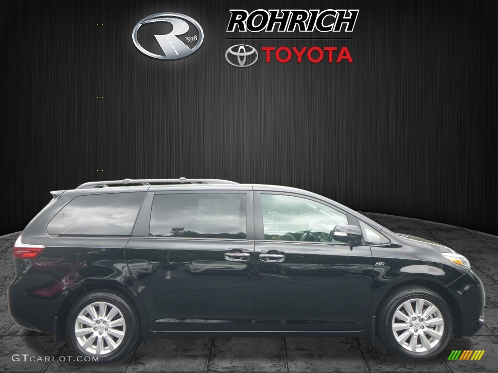 2017 Sienna Limited AWD - Midnight Black Metallic / Ash photo #2
