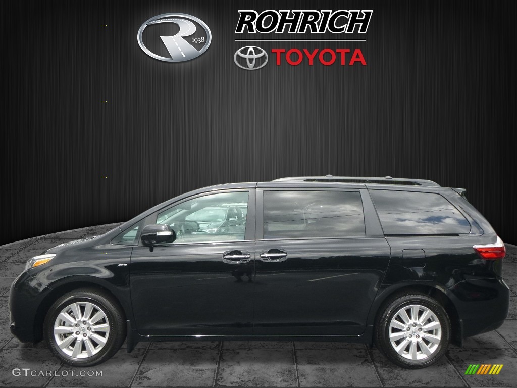 2017 Sienna Limited AWD - Midnight Black Metallic / Ash photo #3