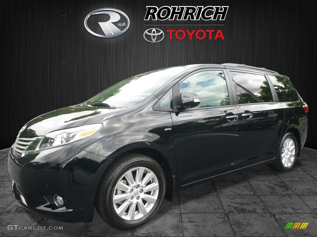 2017 Sienna Limited AWD - Midnight Black Metallic / Ash photo #4
