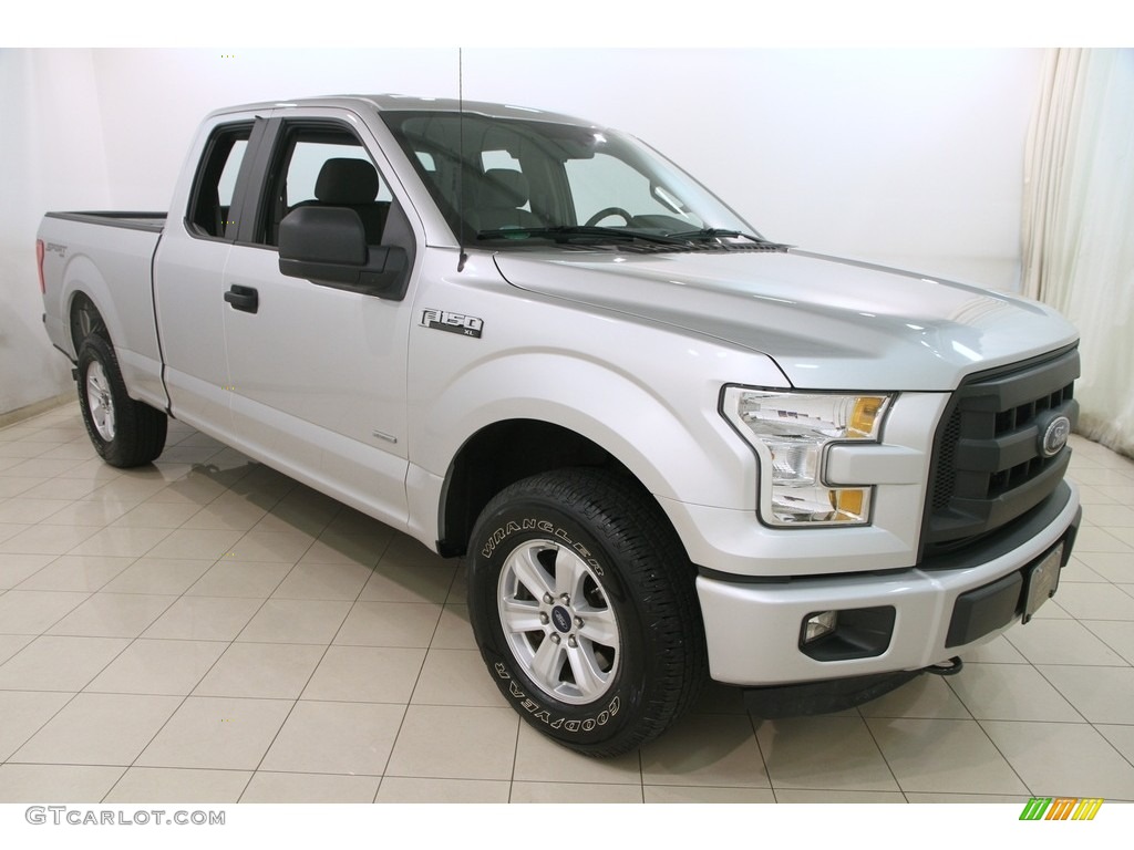 2015 F150 XL SuperCab 4x4 - Ingot Silver Metallic / Medium Earth Gray photo #1