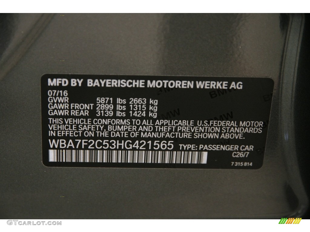 2017 BMW 7 Series 750i xDrive Sedan Color Code Photos