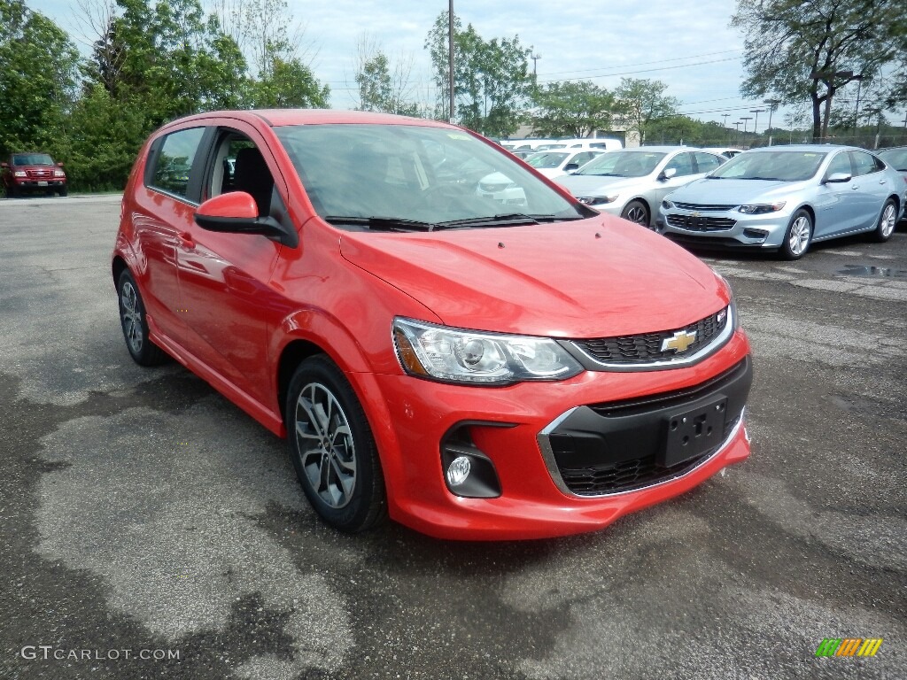 Red Hot 2017 Chevrolet Sonic LT Hatchback Exterior Photo #121220516
