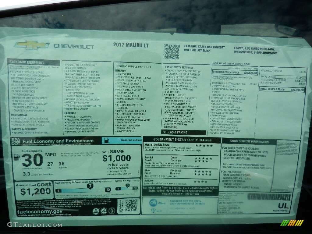 2017 Malibu LT - Cajun Red Tintcoat / Jet Black photo #4