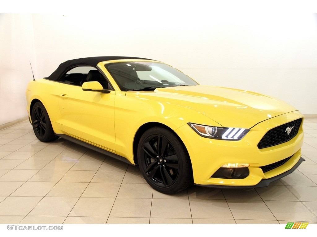 2016 Mustang EcoBoost Premium Convertible - Triple Yellow Tricoat / Ebony photo #2