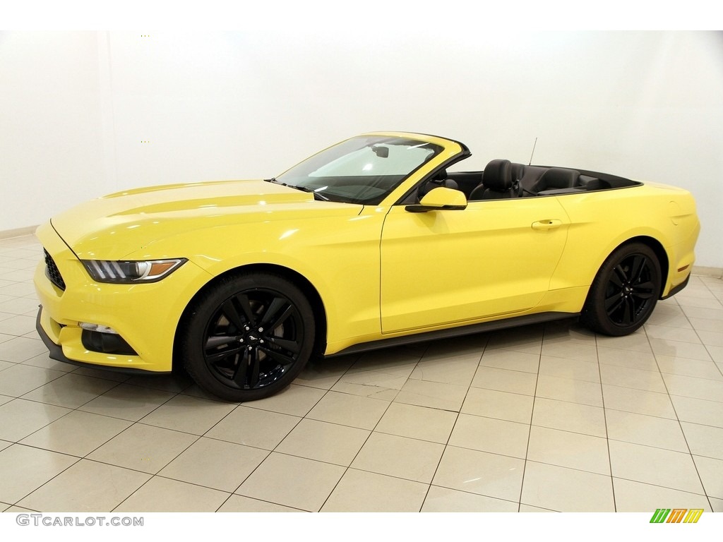 2016 Mustang EcoBoost Premium Convertible - Triple Yellow Tricoat / Ebony photo #4