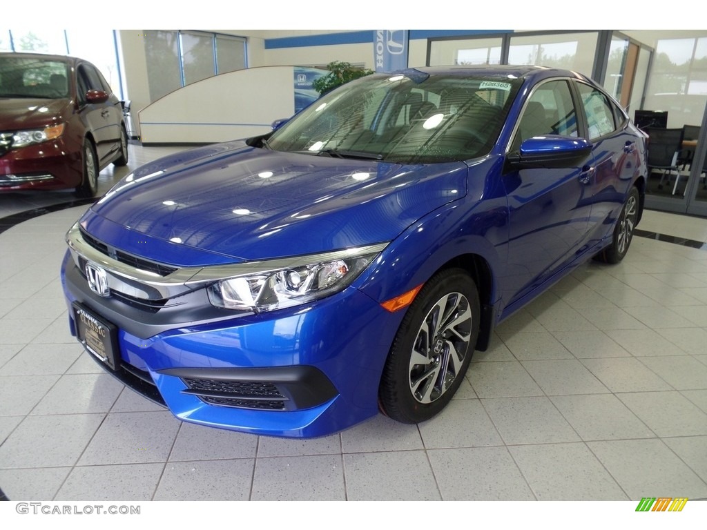 2017 Civic EX Sedan - Aegean Blue Metallic / Black photo #1