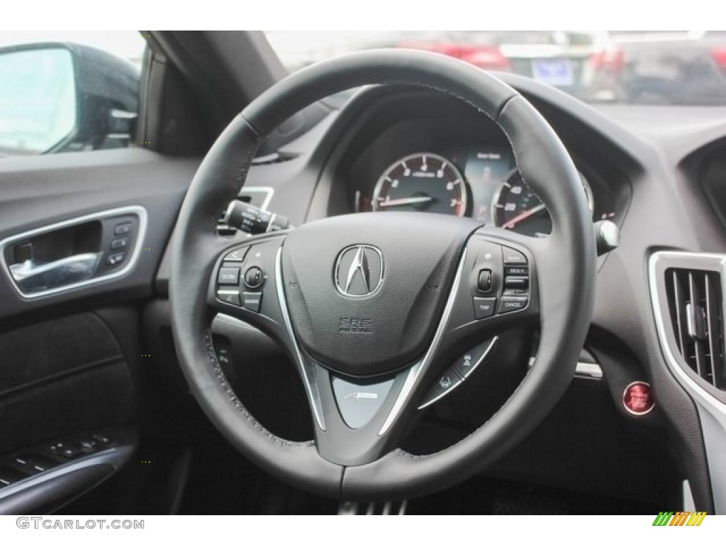 2018 Acura TLX V6 SH-AWD A-Spec Sedan Ebony Steering Wheel Photo #121268599